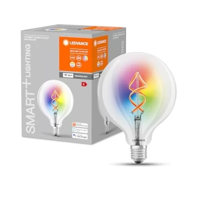 Abbildung von LEDVANCE Smarte LED Lampe mit Wifi Technologie, E27, RGB Farben änderbar, Globeform, Farbiges Filament als Stimmungslicht, Ersatz für herkömmliche 30W Glühbirnen, steuerbar Alexa, 1 er