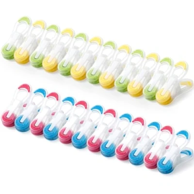 Abbildung von Romon Wäscheklammern, Wäscheklammer Bunt Wäscheklammern Ohne Abdruck, 24 Stück Windfeste Kunststoff Sockenklammern Kluppen Soft Grip Clothes Pegs für Wäscheleinen Kleiderbügel T Shirts Unterwäsche