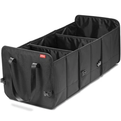 Abbildung von achilles faltbare Autobox, Auto Organizer, größenverstellbare Kofferraumtasche, Faltkorb, Autotasche, größenverstellbarer Kofferraum Klettbefestigung am Boden, 72 x 33 30 cm
