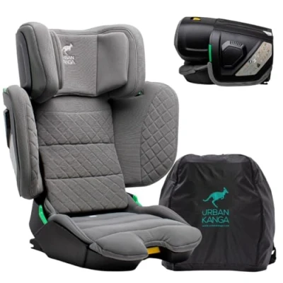 Abbildung von Urban Kanga Wallaroo 2.0 Reisekindersitz Auto Sitzerhöhung Kinder ISOFIX Faltbarer Kindersitz 100 150cm 15 36 Kg i Size (Grau gesteppt)