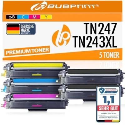 Abbildung von Bubprint TN 247 kompatibel als Ersatz für Toner Brother 243CMYK TN247 MFC L3750CDW DCP L3550CDW L3770CDW HL L3210CW L3230CDW L3510CDW L3270CDW L3710CW L3730 5er Pack