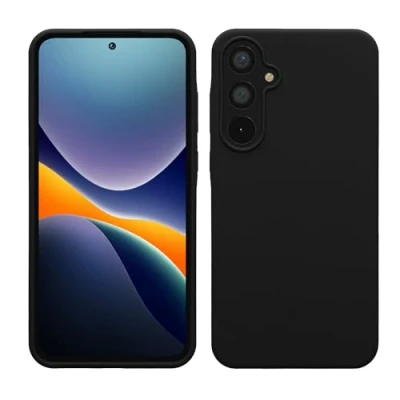 Abbildung von kwmobile Hülle kompatibel mit Samsung Galaxy A55 5G Silikon Handy Case Handyhülle weiche Oberfläche kabelloses Laden Schwarz
