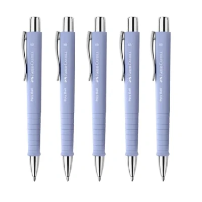 Abbildung von FABER CASTELL 205271 Kugelschreiber Poly Ball Pale Iris, 5 Stück, mit auswechselbarer XB Mine, dokumentenecht