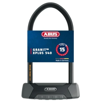 Abbildung von ABUS Bügelschloss Granit XPlus 540 + USH Halterung Fahrradschloss mit 13 mm starkem Bügel und Zylinder Sicherheitslevel 15 230 Bügelhöhe