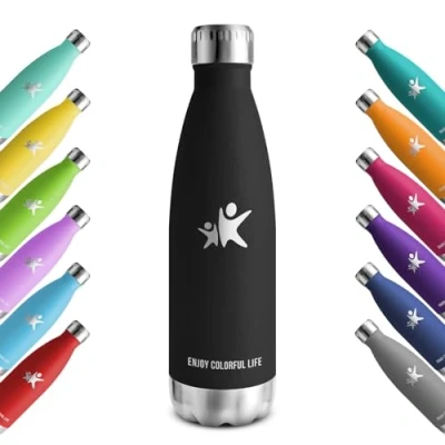 Abbildung von KollyKolla Edelstahl Trinkflasche 750ml, Vakuum Isolierte Thermosflasche, Thermoskanne Auslaufsicher, BPA Frei, Wasserflasche Kohlensäure Geeignet, für Uni, Schule, Büro, Sport, Reisen, Yoga, Sprudel
