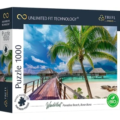 Abbildung von Trefl 10704 1000 Elemente, die dickste Pappe, Bio, ECO, Paradiesstrand, Urlaub, Palmen, Unterhaltung für Erwachsene und Kinder ab 12 Jahren, Puzzle Wanderlust: Paradise Beach, Bora