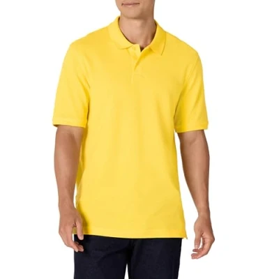 Abbildung von Amazon Essentials Herren Polohemd mit normaler Passform aus Baumwollpiqué (erhältlich in Big &amp; Tall), Gelb, XL