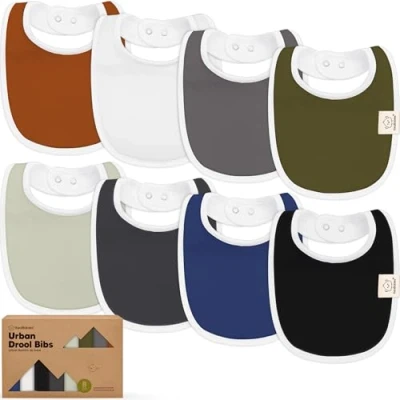 Abbildung von KeaBabies Baby Lätzchen für Jungen &amp; Mädchen 8er Pack Bio Baumwolle zum Zahnen Junge groß Säugling, Kleinkind (Basics)