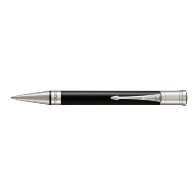 Abbildung von Parker Duofold Classic Kugelschreiber in Black mit palladium beschichteten Zierteilen mittlere Schreibspitze schwarze Tinte