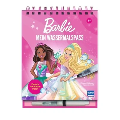 Abbildung von Mein Wassermalspaß Barbie: Einfach mit Wasser malen Barbie Wassermalbuch 16 Bildern, die sich beim Kontakt bunt färben + viele ... nachfüllbarem Wassermalstift, ab 3 Jahren