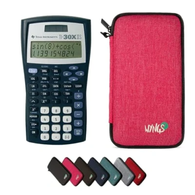 Abbildung von TI 30XIIS inkl. WYNGS Schutztasche Pink Wissenschaftlicher Taschenrechner Basic Set