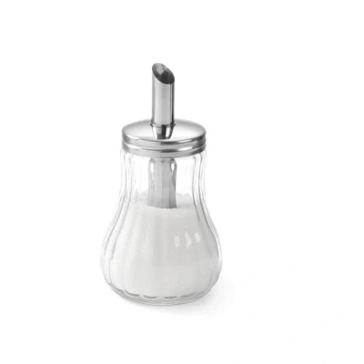 Abbildung von HENDI Zuckerstreuer Glas Ø 8 x 14 cm Edelstahl Auslauf, Zuckerspender
