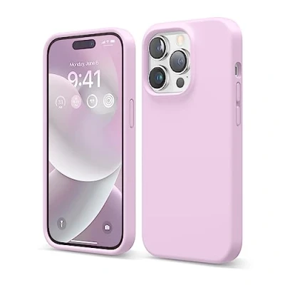 Abbildung von elago Schutzhülle für iPhone 14 Pro, Flüssigsilikon, Ganzkörper Schutzhülle, stoßfest, schlanke Handyhülle, kratzfestes weiches Mikrofaserfutter, 15,5 cm (6,1 Zoll), Helllila