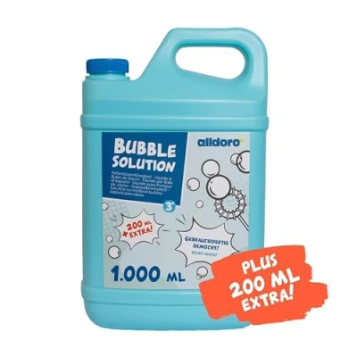 Abbildung von alldoro 60656 Bubble Fun Seifenblasenflüssigkeit im 1200 ml Kanister, Seifenwasser als 1,2 Liter XL Vorrat, Nachfüllkanister für Bunte &amp; große Seifenblasen, Orange
