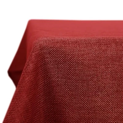 Abbildung von Deconovo Tischdecke Tischdecken Wasserabweisend Lotuseffekt Tischtuch Leinenoptik Tischwäsche, 130x280 cm, Rot, 1 Stück