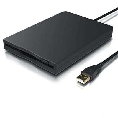 Abbildung von CSL Externes USB Diskettenlaufwerk FDD 1,44MB 3,5 Zoll PC und MAC Slimline Floppy Disk Drive Extern Portable Plug and Play schwarz Windows 11 fähig