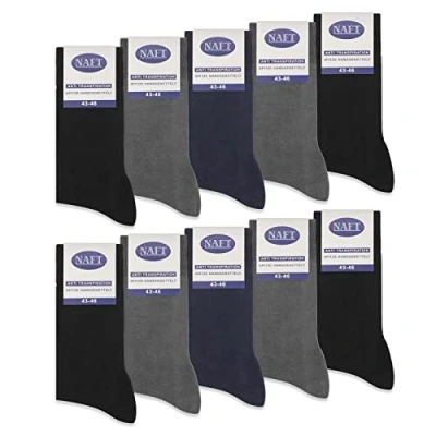 Abbildung von 10 Paar Socken 100% Baumwolle Herren Komfortbund ohne Naht 10600 (Schwarz Navy Anthrazit 47 50)