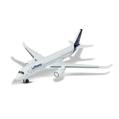 Abbildung von Majorette 212057980Q02 Airbus 350 Lufthansa, Spielzeugflugzeug, Originaldesign, Spielzeug, Flugzeug, ca. 11 cm, weiß, für Kinder ab 3 Jahren