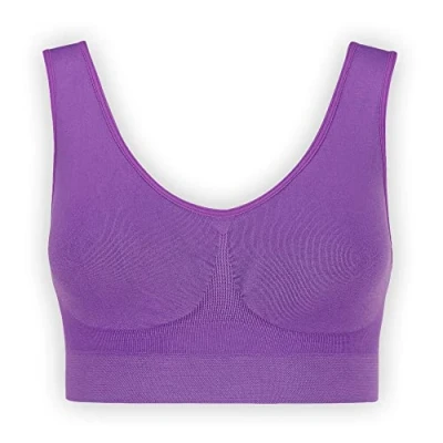 Abbildung von UnsichtBra Bustier Damen BH ohne Buegel Wohlfühl Bustiers Top Bügelloser Soft Bra Schlaf Still Sport Bralette in vielen Farben (wellbra_sngl)(3XL, Lila)