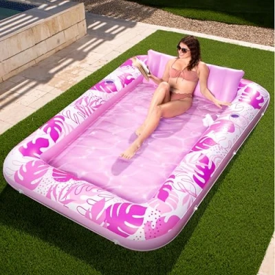 Abbildung von Sloosh XL 216 x 144 cm Extra Große Sonnenbräuner Wanne Pool Aufblasbare Luftmartratze Wassermatratze für Erwachsene, Bräunungsbett Blow Up Raft Lounge Floatie,Eisbadewanne, Solarium