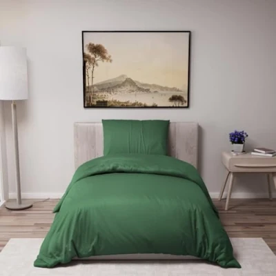 Abbildung von Dreamzie Bettwäsche Set 140x200 cm mit 1 Kissenbezügen 65x65 Grün Bettbezug Einzelbett aus 100% Mikrofaser Zertifiziert ohne Chemikalien (Oeko TEX)