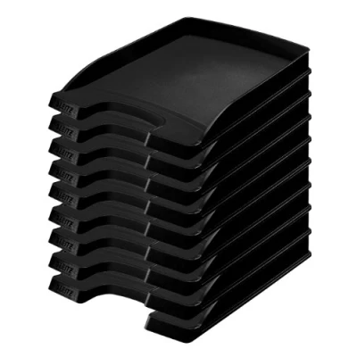 Abbildung von Leitz Briefkorb Flach A4, 10er Pack, Briefablage in Premium Qualität, Stapelbares Ablagefach als Schreibtisch Organizer, Kombinierbar mit Plus Serie, Schwarz, 52270095