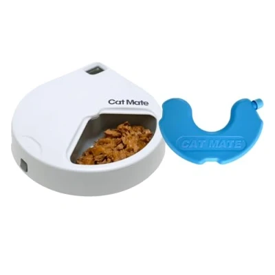 Abbildung von Cat Mate C300 Automatischer Tierfutterautomat mit 3 Näpfen und digitalem Timer, für Katzen kleine Hunde, nasses trockenes Tierfutter, Mahlzeiten