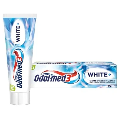 Abbildung von Odol med3 Whitening Plus Zahnpasta, klinisch getestete Fluorid Zahncreme für sichtbar weißere Zähne, 75ml