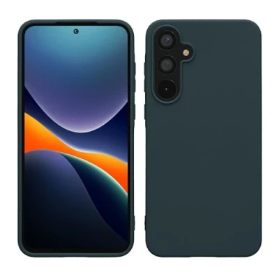 Abbildung von kwmobile Hülle kompatibel mit Samsung Galaxy A55 5G weiches TPU Silikon Case Cover geeignet für kabelloses Laden Dunkler Schiefer