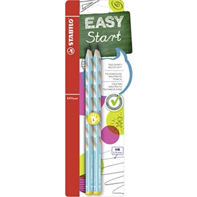 Abbildung von Ergonomischer Dreikant Bleistift für Linkshänder STABILO EASYgraph in blau 2er Pack Härtegrad HB