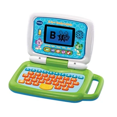 Abbildung von VTech 2 in 1 Touch Laptop Lerncomputer und Tablet zum Lernen von Buchstaben Zahlen Für Kinder 3 6 Jahren, grün