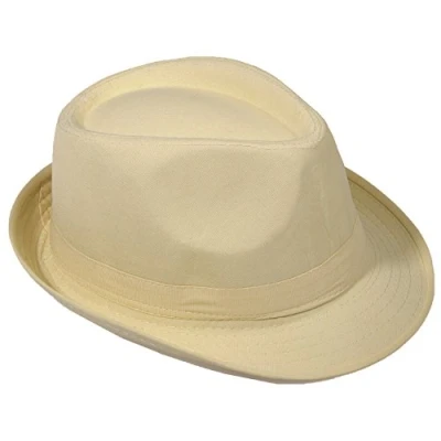 Abbildung von Strohhut Panama Fedora Trilby Gangster Hut Sonnenhut mit Stoffband Farbe: Beige Gr: 58