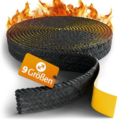 Abbildung von Komplett Lösung für Ofen &amp; Kamin Professionelles Ofendichtband 3m, Dichtband, Kamindichtung, Ofenrohr Dichtung, Kamintür, Scheibendichtung Kaminöfen Ofendichtung, Dichtschnur. (10mm x 3mm)