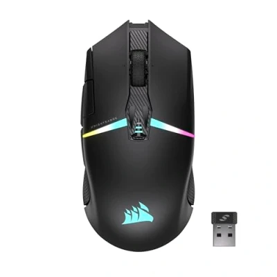 Abbildung von CORSAIR NIGHTSABRE WIRELESS RGB FPS/MOBA Gaming Maus 26.000 DPI 11 Programmierbare Tasten Bis zu 100 Stunden Akkulaufzeit iCUE Kompatibel PC, PS5, PS4, Xbox Schwarz