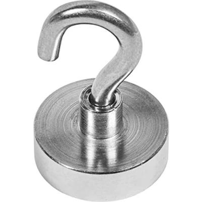 Abbildung von Connex Neodym Topfmagnet mit Schraubhaken Ø 25 x 8 mm 1 Stück Extra starker Magnet 21 kg Haftkraft Für Haushalt, Werkstatt &amp; Auto / Powermagnet Haken Magnethaken DY7100015