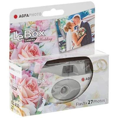 Abbildung von AGFA Photo 601025 LeBox Wedding Einwegkamera, 27 Fotos, 31 mm optisches Objektiv Grau