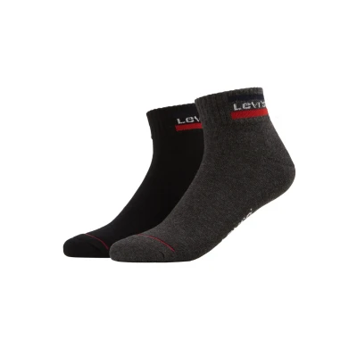 Abbildung von Levi&#039;s Mid CUT LOGO 2 PACK Socken, Größe: 39 42, grey / black