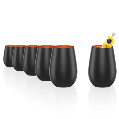 Abbildung von Stölzle Lausitz Gläser 465ml I Trinkgläser 6er Set Trink spülmaschinenfest stoßfest Universalgläser als Wassergläser Saftgläser Whisky Schwarz Bronze