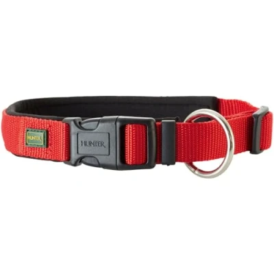 Abbildung von HUNTER Hundehalsung NEOPREN VARIO PLUS, Farbe: rot/schwarz, strapazierfähiges Nylon, weiche Neoprenpolsterung, stufenlos verstellbar, mit Zugentlastung, pflegeleicht, komfortabel, Größe: XS S/1,5