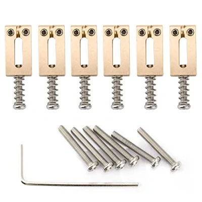 Abbildung von Musiclily Ultra 10,5mm Moderner Messing Saitenreiter Saddles für Strat/Tele Style E Gitarre, Original Farbe (6er Set)
