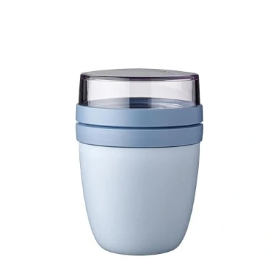 Abbildung von Mepal Müslibecher to go praktischer Joghurtbecher Unterteilung für Joghurt &amp; Müsli Geeignet Gefrierschrank, Mikrowelle Spülmaschine 500 ml + 200 Nordic Blue