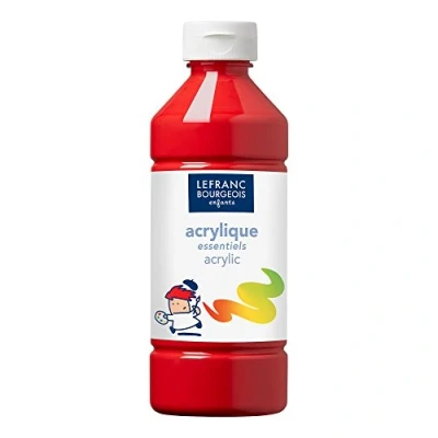 Abbildung von Lefranc &amp; Bourgeois 188528 Value Kinder Acrylfarbe, auf Wasserbasis, mit Glanzeffekt, seidenglänzender Finish, deckend, Dosieröffnung, 500ml Flasche, primärrot