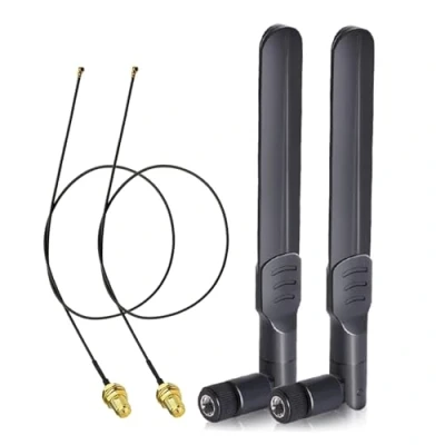 Abbildung von Bingfu WLAN Antenne 2,4GHz 5GHz 5,8GHz 8dBi RP SMA Stecker &amp; 25cm U.FL IPX IPEX MHF4 zu Buchse Verlängerungskabel 2 Pack für M.2 NGFF Intel Wireless Netzwerkkarte WiFi Adapter Laptop