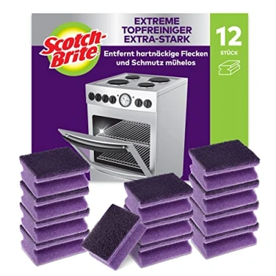 Abbildung von Scotch Brite Extreme Topfreiniger extra stark, 12 Stück pro Packung entfernt hartnäckige Flecken und Schmutz mühelos, Lila