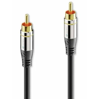 Abbildung von Sonero Premium 3m Cinch Kabel, 1x Stecker auf Stecker, Subwoofer, Verstärker, Beamer, AV Receiver, schwarz, 3,00m
