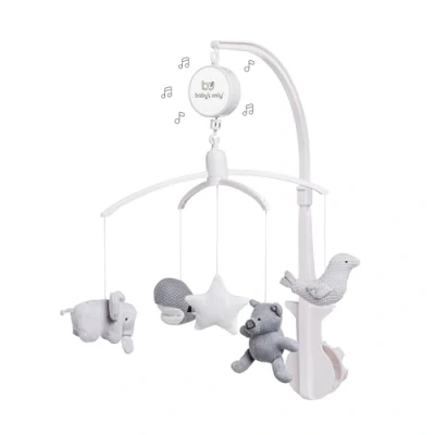 Abbildung von Baby&#039;s Only Musik Mobile Baby mit gestrickten Figuren Spieluhr Einfach anzubringen Sanfte Farben Für Jungen und Mädchen Silbergrau/Grau/Weiß