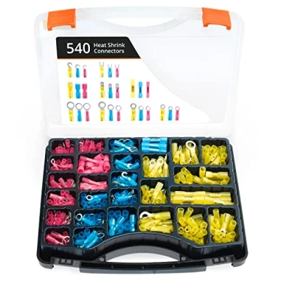 Abbildung von Wirefy Kabelschuhe Set Quetschverbinder enthält Ringkabelschuhe, Stoßverbinder, Gabelverbinder, Steckverbinder, Flachstecker und Hackenverbinder Kabelklemmen Elektro 0,5 6 mm² 540 Stück