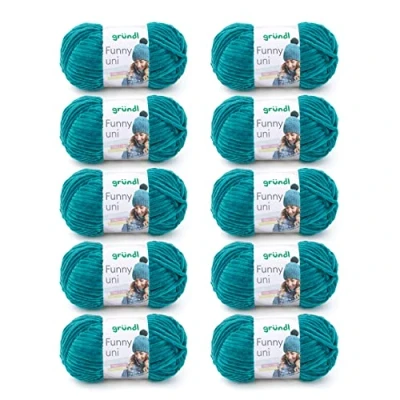Abbildung von Gründl Wolle Funny uni weiche Chenille zum Häkeln Chenillegarn aus 100 % Polyester, 10 Knäuel (100 g/ 120 m, Nadelstärke: 5 6) Petrol
