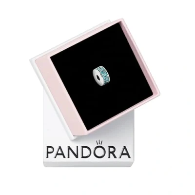 Abbildung von PANDORA Moments Petrolfarbener Pavé Clip Sterling Silber, Cubic Zirconia 791817MCZ