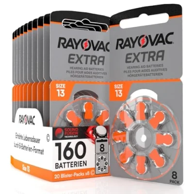 Abbildung von 160 Batterien für Hörgeräte Rayovac Extra 13. 20 Blister à 8